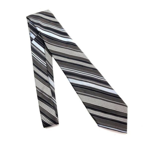 Calvin Klein Silk‎ Tie Woven Brown Striped Blue - Picture 6 of 6